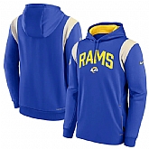 Men's Los Angeles Rams Royal Sideline Stack Performance Pullover Hoodie,baseball caps,new era cap wholesale,wholesale hats